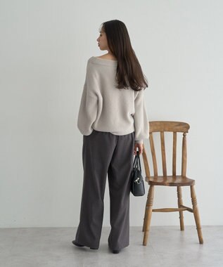 earth music&ecology ＴＲワイドパンツ Dark Gray Mixture