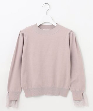 Feroux レースコンビ ニット グレイッシュピンク系