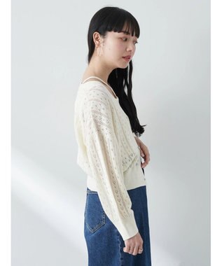 earth music&ecology キラキラボタンハートカーディガン Ivory