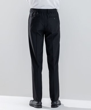 JOSEPH HOMME 新素材【ストレッチ/ウエストゴム仕様】ウール混キャリーマンストレッチ ドロスト付ストレートパンツ / HOVE ブラック系