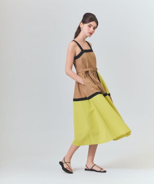 GRACE CONTINENTAL ライン配色キャミドレス ベージュ
