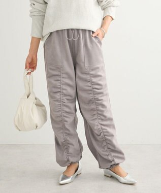 Green Parks ・ＳＵＧＡＲ　ＳＰＯＯＮ　スエード調ギャザーカーコ Gray