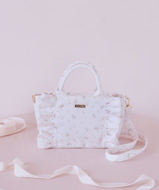 Maison de FLEUR ピンクマニアフラワープリントフリル2Wayトート