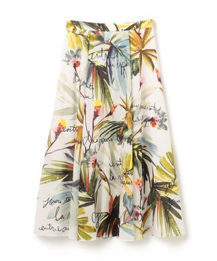 GRACE CONTINENTAL リゾートリーフプリントスカート ホワイト