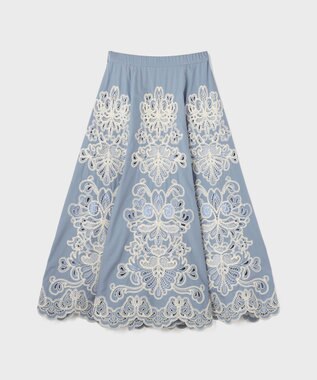 GRACE CONTINENTAL 刺繍スカラップスカート【限定カラー】 ブルー