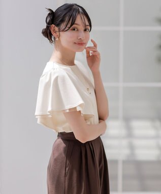 ANY SIS L 【接触冷感・UVケア】着映えフリルスリーブ カットソー アイボリー