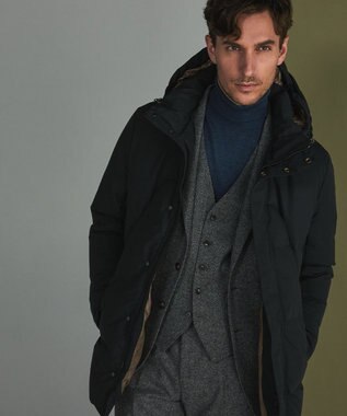 GOTAIRIKU 【仕事で着用可】MINOTECH メランジラミネート ダウンコート(23年モデル) ブラック系