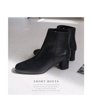 Pointer 【石岡真実さん着用】本革ショートブーツ ブラック