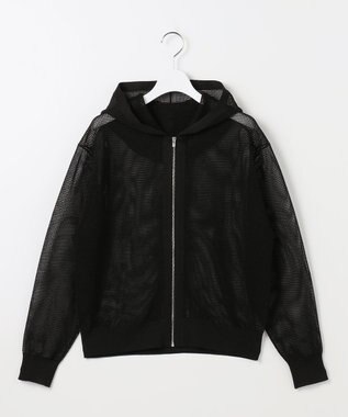 自由区 ライトメッシュジップ パーカー ブラック