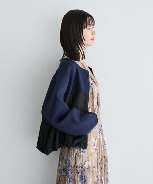 YECCA VECCA 異素材MIXバルーンブルゾン Navy