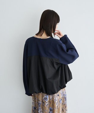 YECCA VECCA 異素材MIXバルーンブルゾン Navy