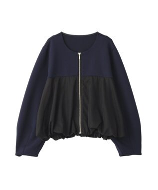 YECCA VECCA 異素材MIXバルーンブルゾン Navy
