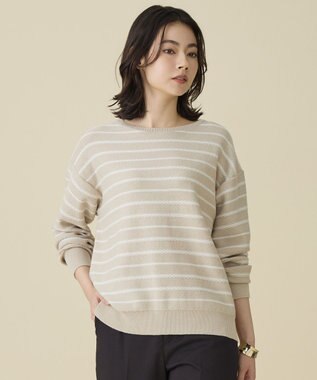 自由区 S コットンポリミドルゲージボーダー ニット