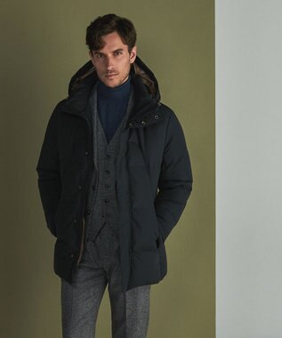 GOTAIRIKU 【仕事で着用可】MINOTECH メランジラミネート ダウンコート(23年モデル) ブラック系