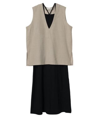 Green Parks ＳＥＴ２点ベスト＋マルチストラップワンピース Beige