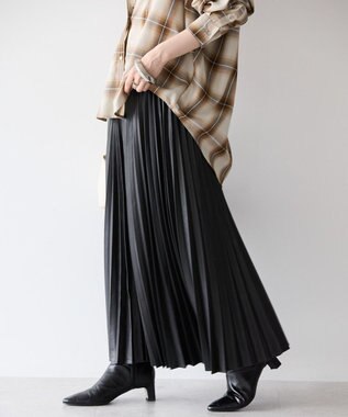 AMERICAN HOLIC フェイクレザープリーツスカート Black