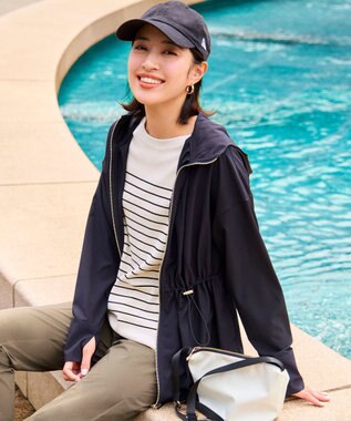 ANY SIS 【接触冷感・UVカット・洗える】ビューティクール フレンチ ニットＴ ライトベージュ×ブラック