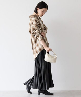 AMERICAN HOLIC フェイクレザープリーツスカート Black