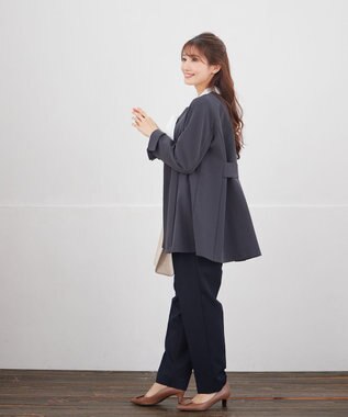 Tiaclasse バックフレアロングジャケット チャコールグレー