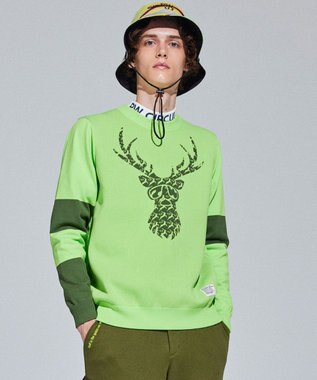 PW CIRCULUS 【イージーケア/軽量】【MEN】 DEER モチーフニット ライトグリーン系