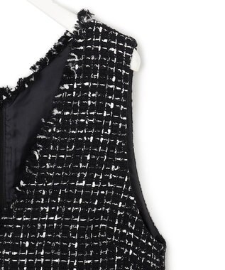 ICB L ロービングツイード ワンピース ブラック×オフホワイト系