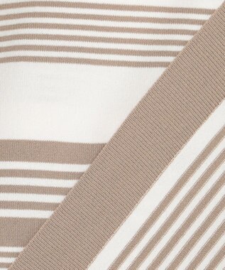 J.PRESS LADIES 【洗える】 レーヨンエリートストレッチ ランダムボーダー ニット Tシャツ ブラウン系1