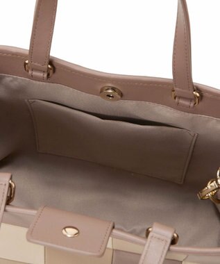 TOPKAPI 【TREASURE TOPKAPI】スムースレザー パッチワーク ショルダー付 トートバッグ グレージュ