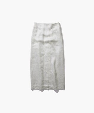 ATON GARMENT DYED LINEN SATIN | ペンシルスカート WHITE