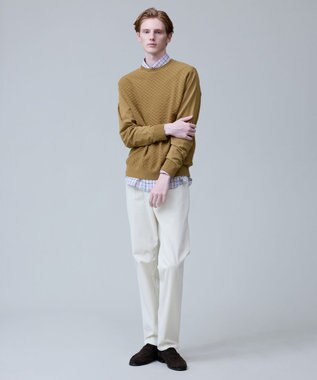 J.PRESS MEN 軽やかに着映える上質ベーシック【ストレッチ / イージーケア】【FLEX YARN】クルーネック ニット ベージュ系