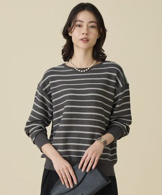 自由区 S コットンポリミドルゲージボーダー ニット