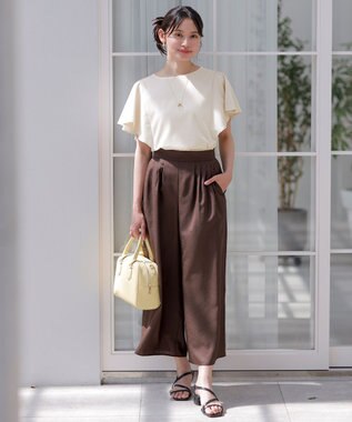 ANY SIS 【接触冷感・UVケア】着映えフリルスリーブ カットソー アイボリー