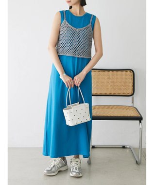 Green Parks ニットビスチェ付きカットソーワンピース Blue