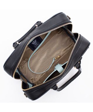 A.D.M.J. 【牛革】モーツァルト/バイカラーボストン25cm(ショルダーストラップ付) BLACK×BLACK