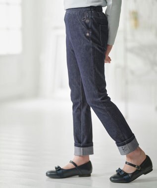 組曲 KIDS 【150-160㎝】シンフォニー デニムニットパンツ ネイビー