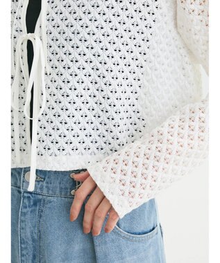 Green Parks ・ＥＬＥＮＣＡＲＥ　ＤＵＥ　２ｗａｙメッシュカーディガン Off White