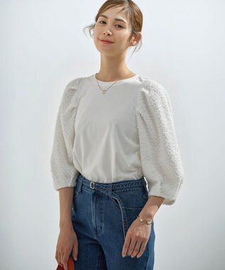 組曲 S シャーリングシフォン袖 トップス アイボリー系