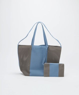 TOPKAPI 【Breath TOPKAPI】ニットジャガード 2way ビッグ トートバッグ ポーチ付き ブルーグレー