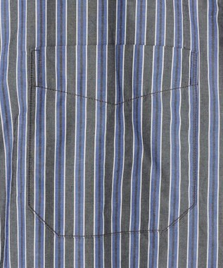 JOSEPH ABBOUD 【キングサイズ・シルク×綿ブレンド】シルクコットンストライプ シャツ グレー系1