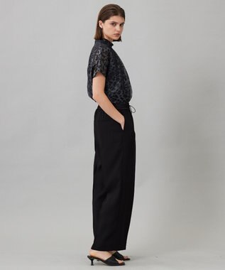 ICB 【洗える】シアーカールマイヤー ブラウス チャコール系