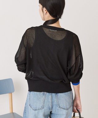 AMERICAN HOLIC シアー配色ニットカーディガン Black