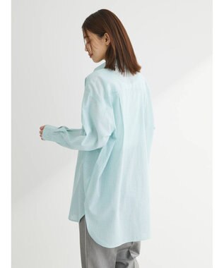 Green Parks 綿麻混タブ付オーバーサイズシャツチュニック Green