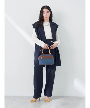 earth music&ecology バンブーテイストハンドルバッグ Dark Blue