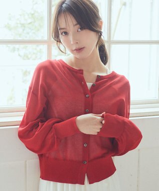 earth music&ecology 【予約】接触冷感シアークルーニットカーディガン レッド