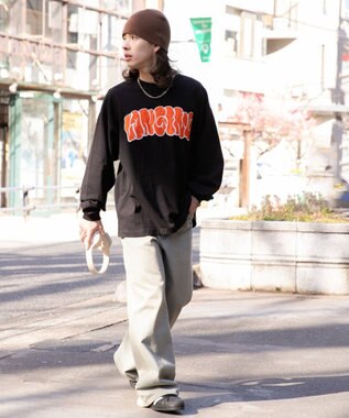 WEGO 【SETITEM】アクセ付きグラフィックロンT ブラック