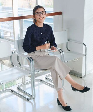 Tiaclasse 【新色追加・洗える】レースブラウス ネイビー