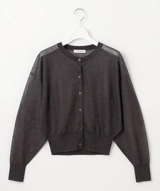 Feroux 【洗える】シアーカラー カーディガン ブラック系