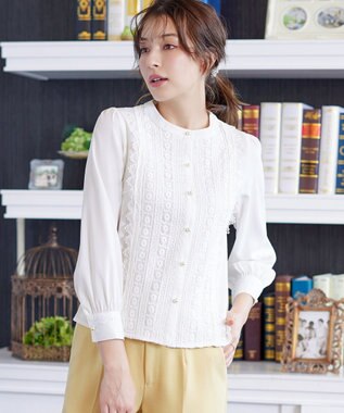Tiaclasse 【新色追加・洗える】レースブラウス オフホワイト