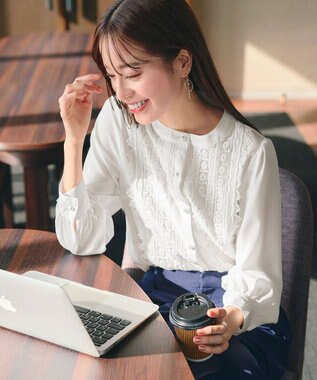Tiaclasse 【新色追加・洗える】レースブラウス オフホワイト