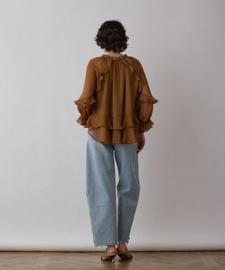 GRACE CONTINENTAL シフォンフレアブラウス ブラウン
