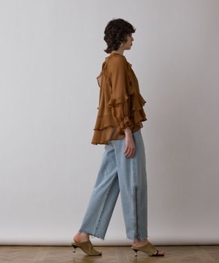 GRACE CONTINENTAL シフォンフレアブラウス ブラウン